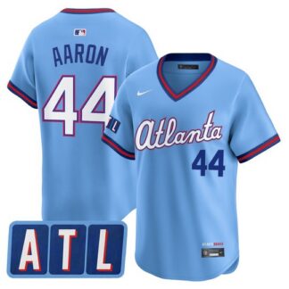 Men's Atlanta Braves #44 Hank Aaron Light Blue 2026 City Connect Limited Stitched Jersey
