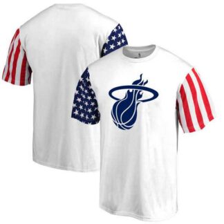 Men's Miami Heat Fanatics Branded Stars & Stripes T-Shirt White FengYun