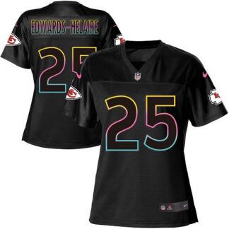 Nike Kansas City Chiefs #25 Clyde Edwards-Helaire Black Women’s NFL Fashion Game Jersey