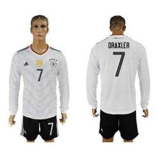 Germany #7 Draxler White Home Long Sleeves Soccer Country Jersey