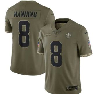 Men's New Orleans Saints #8 Archie Manning 2022 Olive Salute To Service Limited Stitched Jersey