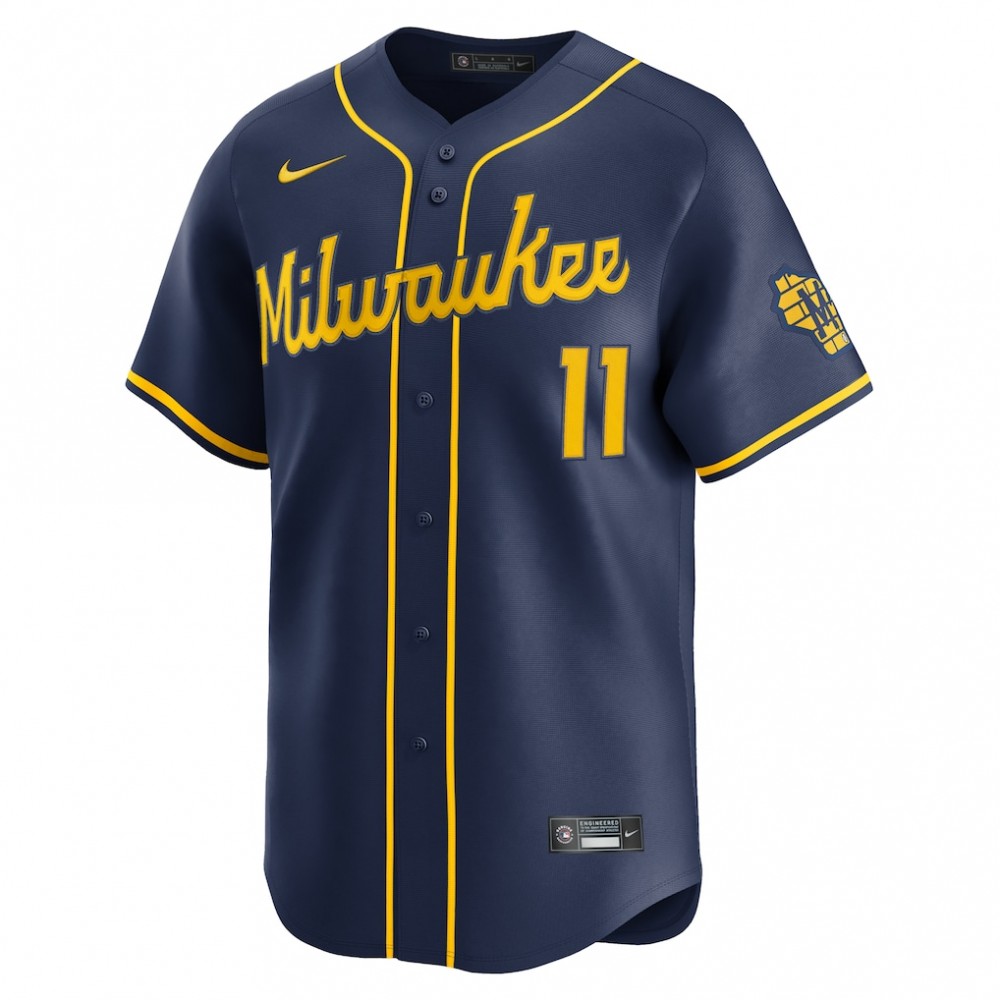 Jackson Chourio Milwaukee Brewers Nike Alternate 2 Limited Jersey - Navy - Image 2