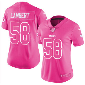 Nike Pittsburgh Steelers #58 Jack Lambert Pink Women’s Stitched NFL Limited Rush Fashion Jersey