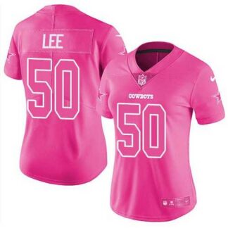 Nike Dallas Cowboys #50 Sean Lee Pink Women's NFL Limited Rush Fashion Jersey DingZhi