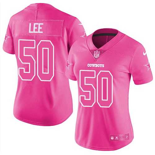 Nike Dallas Cowboys #50 Sean Lee Pink Women's NFL Limited Rush Fashion Jersey DingZhi