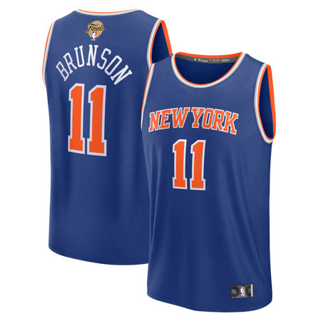 Women's New York Knicks #11 Jalen Brunson Blue 2026 NBA Finals Patch Fast Break Icon Edition Replica Jersey