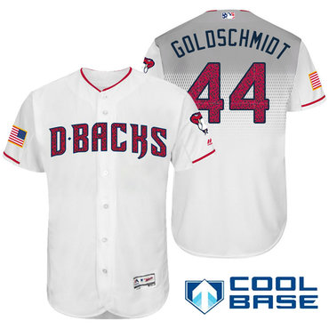 Men's Arizona Diamondbacks #44 Paul Goldschmidt White Stars & Stripes Fashion Independence Day Stitched MLB Majesti...