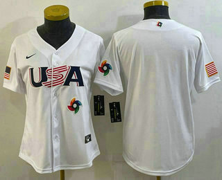 Women’s USA Baseball Blank 2023 White World Baseball Classic Stitched Jersey