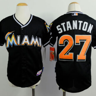 Youth Florida Marlins #27 Mike Stanton Black Jerseys