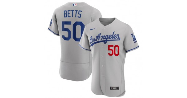 Men's Los Angeles Dodgers Mookie Betts #50 Nike Gray 2020 Home Official Authentic Player Jersey - Image 2