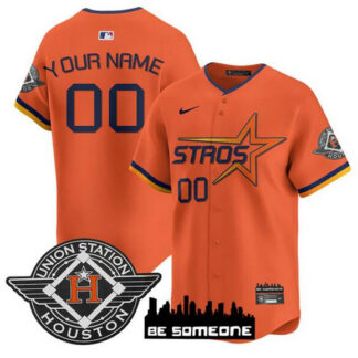 Men's Houston Astros Active Player Custom Orange 2025 City Connect Limited Stitched Baseball Jersey