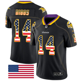 Nike Minnesota Vikings #14 Stefon Diggs Black Men’s Stitched NFL Limited Rush USA Flag Jersey
