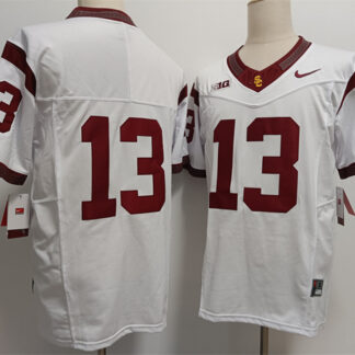 Men's USC Trojans #13 Caleb Williams 2024 F.U.S.E. No Name White Stitched Jersey