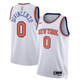 Men's New Yok Knicks #0 Donte DiVincenzo White Association Edition Swingman Stitched Basketball Jersey